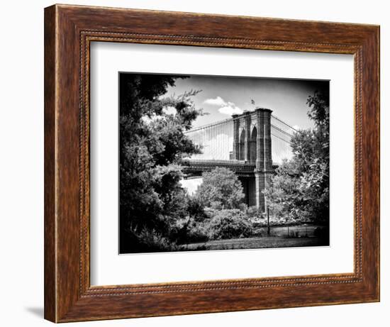 Brooklyn Bridge View of Brooklyn Park, B/W, Manhattan, New York, United States-Philippe Hugonnard-Framed Photographic Print