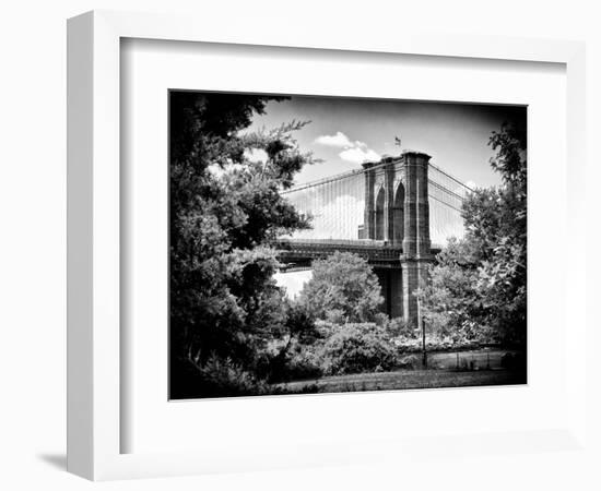 Brooklyn Bridge View of Brooklyn Park, B/W, Manhattan, New York, United States-Philippe Hugonnard-Framed Photographic Print