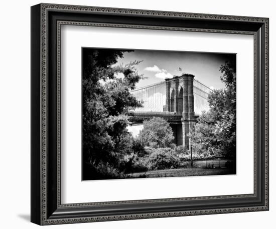 Brooklyn Bridge View of Brooklyn Park, B/W, Manhattan, New York, United States-Philippe Hugonnard-Framed Photographic Print