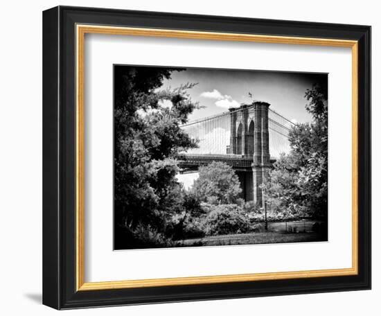 Brooklyn Bridge View of Brooklyn Park, B/W, Manhattan, New York, United States-Philippe Hugonnard-Framed Photographic Print