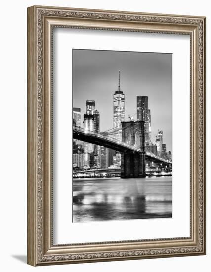 Brooklyn Bridge with 1 World Trade Centre in the background. New York City-Ed Hasler-Framed Photographic Print