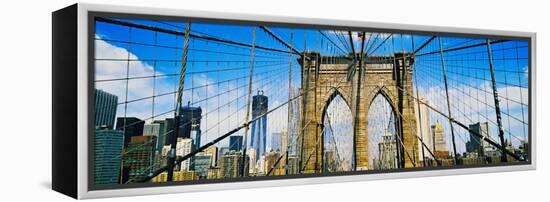 Brooklyn Bridge with Freedom Tower, New York City, New York State, USA-null-Framed Stretched Canvas
