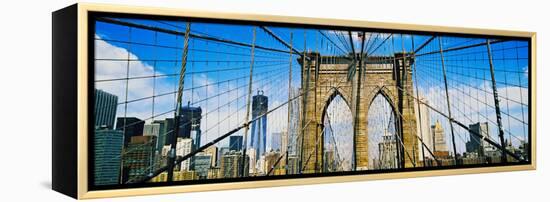 Brooklyn Bridge with Freedom Tower, New York City, New York State, USA-null-Framed Stretched Canvas