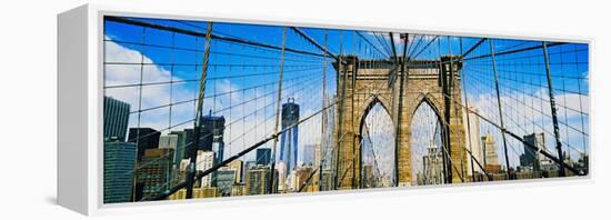 Brooklyn Bridge with Freedom Tower, New York City, New York State, USA-null-Framed Stretched Canvas