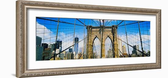 Brooklyn Bridge with Freedom Tower, New York City, New York State, USA-null-Framed Photographic Print