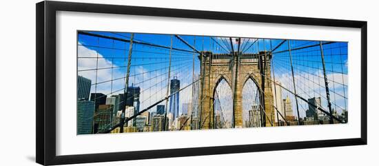 Brooklyn Bridge with Freedom Tower, New York City, New York State, USA-null-Framed Photographic Print