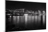 Brooklyn Bridge with Lower Manhattan at Night, Brooklyn New York City-George Oze-Mounted Photographic Print