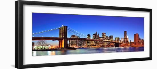 Brooklyn Bridge with New York City Manhattan Downtown Skyline Panorama at Dusk Illuminated over Eas-Songquan Deng-Framed Photographic Print