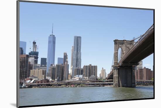 Brooklyn Bridge with One World Trade Center in the back. Manhattan skyline. New York.-Tom Norring-Mounted Photographic Print