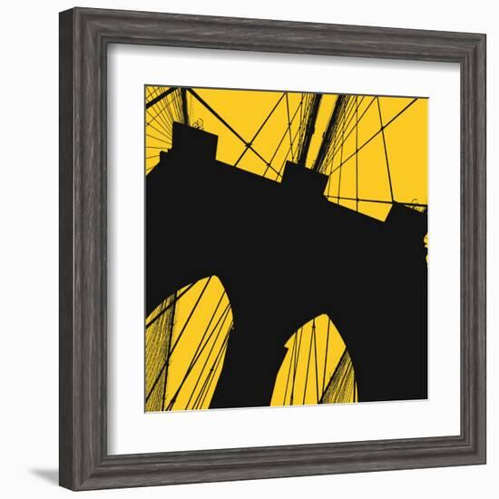 Brooklyn Bridge (yellow)-Erin Clark-Framed Art Print