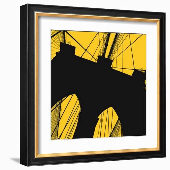 Brooklyn Bridge (yellow)-Erin Clark-Framed Art Print