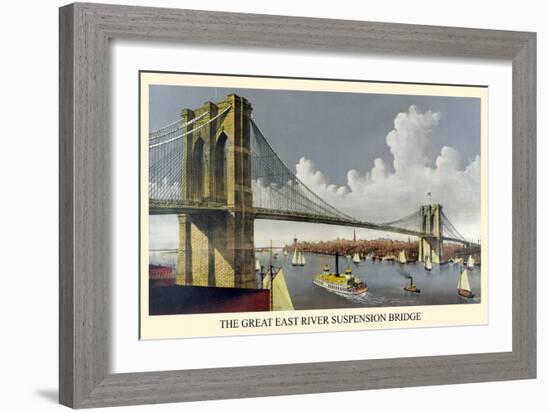 Brooklyn Bridge-Currier & Ives-Framed Art Print