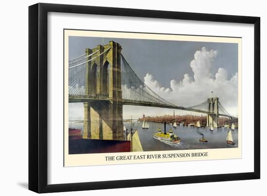 Brooklyn Bridge-Currier & Ives-Framed Art Print