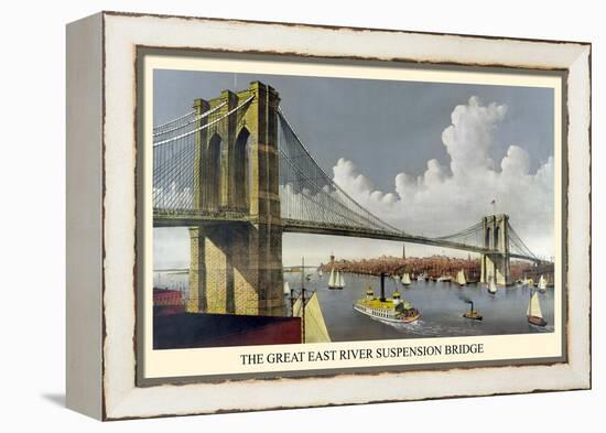 Brooklyn Bridge-Currier & Ives-Framed Stretched Canvas