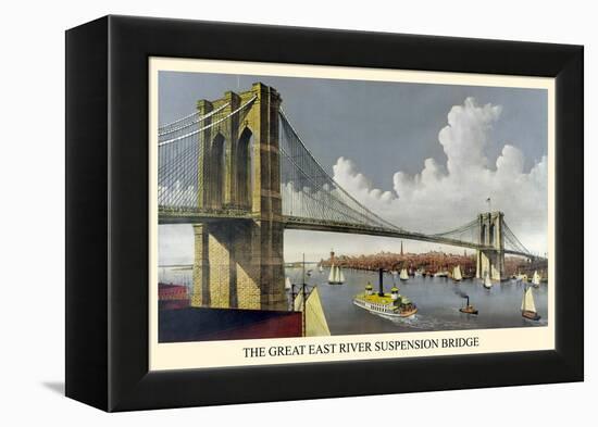 Brooklyn Bridge-Currier & Ives-Framed Stretched Canvas
