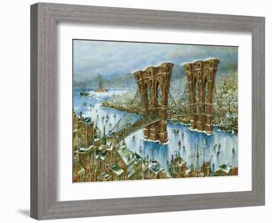 Brooklyn Bridge-Bill Bell-Framed Giclee Print