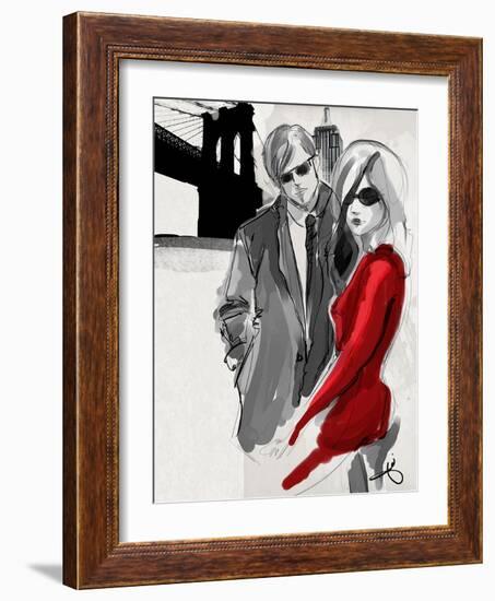 Brooklyn Couple Red Dress-Jodi Pedri-Framed Art Print