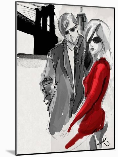 Brooklyn Couple Red Dress-Jodi Pedri-Mounted Art Print