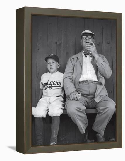 Brooklyn Dodgers General Manager Branch Rickey Sitting with Grandson Watching Spring Training-George Silk-Framed Premier Image Canvas