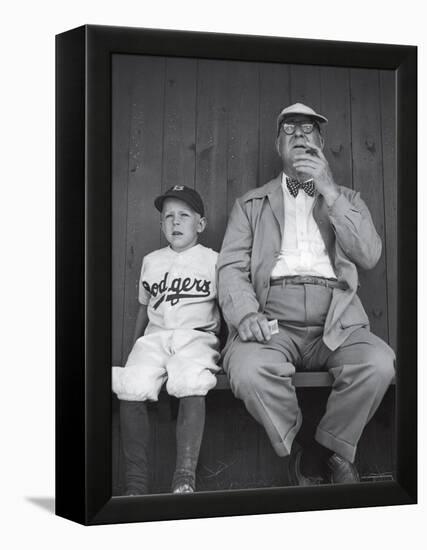 Brooklyn Dodgers General Manager Branch Rickey Sitting with Grandson Watching Spring Training-George Silk-Framed Premier Image Canvas