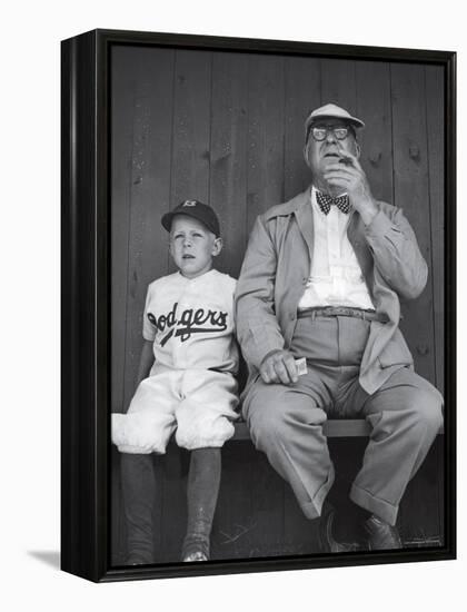 Brooklyn Dodgers General Manager Branch Rickey Sitting with Grandson Watching Spring Training-George Silk-Framed Premier Image Canvas