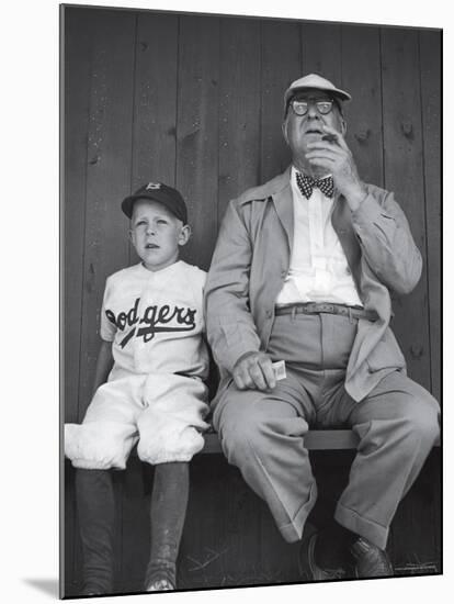 Brooklyn Dodgers General Manager Branch Rickey Sitting with Grandson Watching Spring Training-George Silk-Mounted Premium Photographic Print