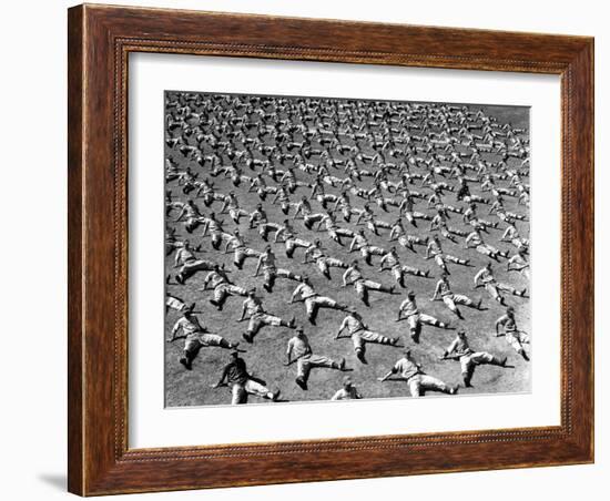 Brooklyn Dodgers Rookies Doing Calisthenics During Workout at Spring Training Camp-George Silk-Framed Photographic Print