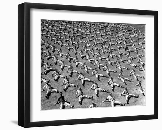 Brooklyn Dodgers Rookies Doing Calisthenics During Workout at Spring Training Camp-George Silk-Framed Photographic Print