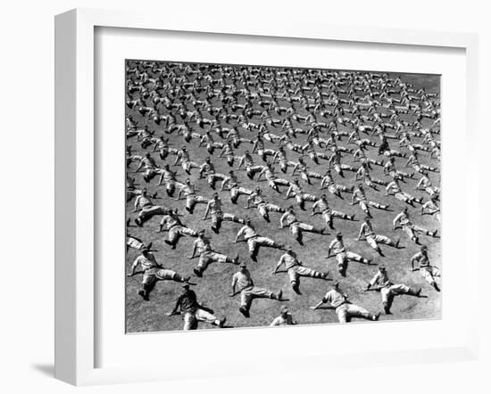 Brooklyn Dodgers Rookies Doing Calisthenics During Workout at Spring Training Camp-George Silk-Framed Photographic Print