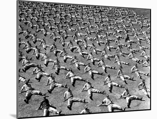 Brooklyn Dodgers Rookies Doing Calisthenics During Workout at Spring Training Camp-George Silk-Mounted Photographic Print