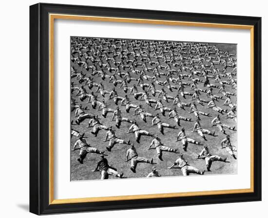 Brooklyn Dodgers Rookies Doing Calisthenics During Workout at Spring Training Camp-George Silk-Framed Photographic Print