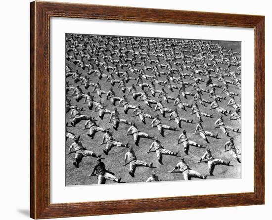 Brooklyn Dodgers Rookies Doing Calisthenics During Workout at Spring Training Camp-George Silk-Framed Photographic Print