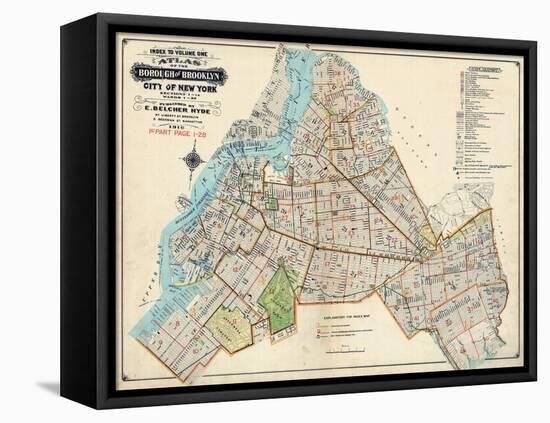 Brooklyn Map 1916-null-Framed Premier Image Canvas