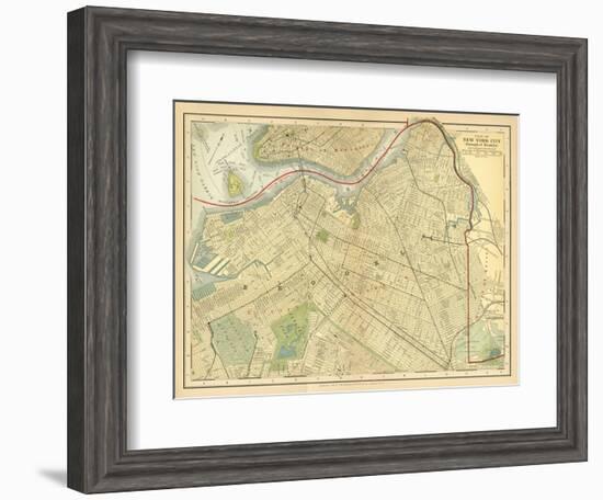 Brooklyn Map-Gwendolyn Babbitt-Framed Art Print