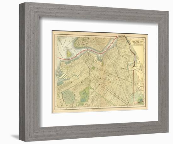 Brooklyn Map-Gwendolyn Babbitt-Framed Art Print