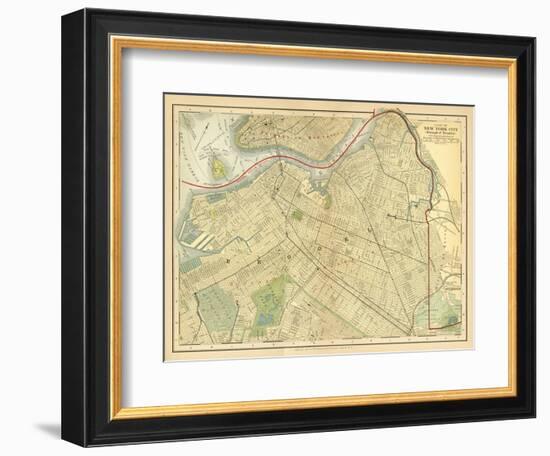 Brooklyn Map-Gwendolyn Babbitt-Framed Art Print