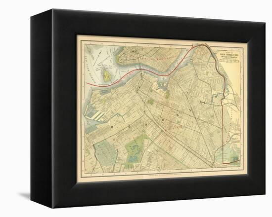 Brooklyn Map-Gwendolyn Babbitt-Framed Stretched Canvas