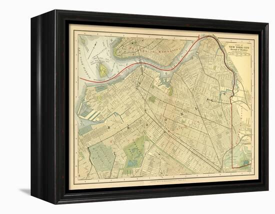 Brooklyn Map-Gwendolyn Babbitt-Framed Stretched Canvas