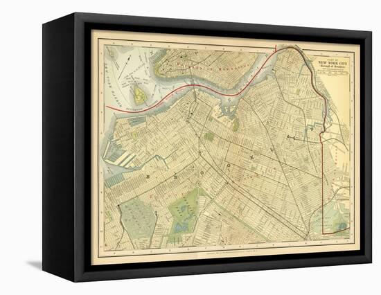 Brooklyn Map-Gwendolyn Babbitt-Framed Stretched Canvas