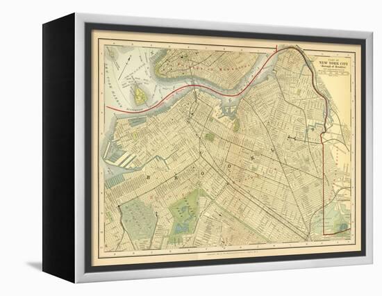 Brooklyn Map-Gwendolyn Babbitt-Framed Stretched Canvas