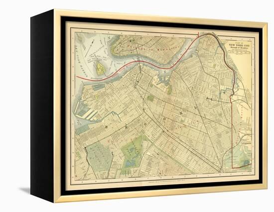 Brooklyn Map-Gwendolyn Babbitt-Framed Stretched Canvas