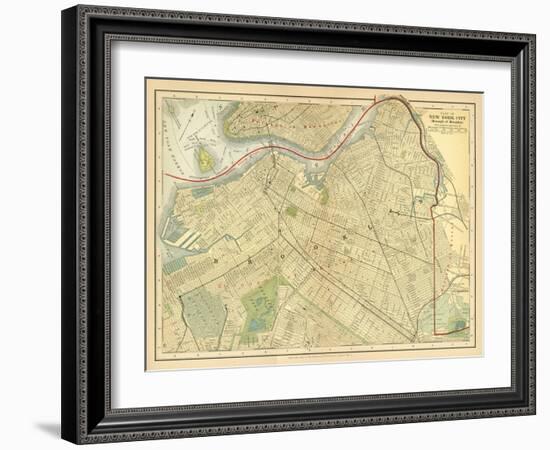 Brooklyn Map-Gwendolyn Babbitt-Framed Art Print