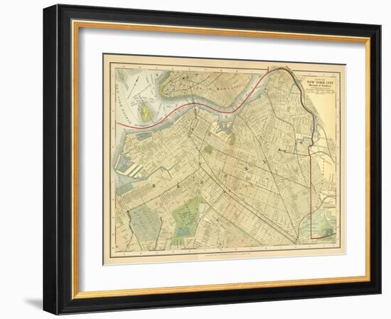 Brooklyn Map-Gwendolyn Babbitt-Framed Art Print