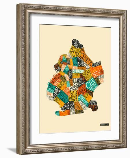 Brooklyn Neighbourhoods-Jazzberry Blue-Framed Art Print