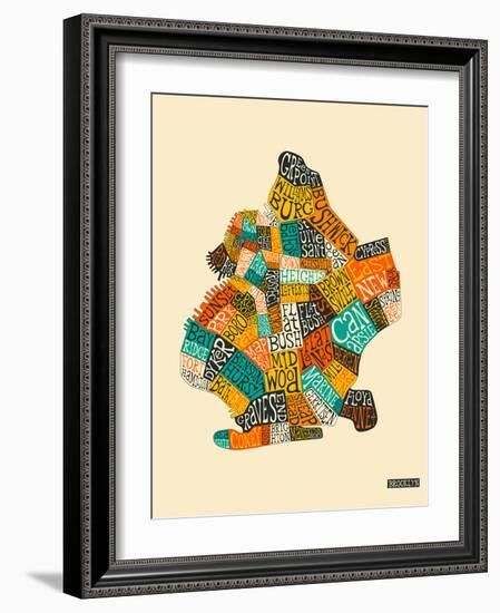 Brooklyn Neighbourhoods-Jazzberry Blue-Framed Premium Giclee Print