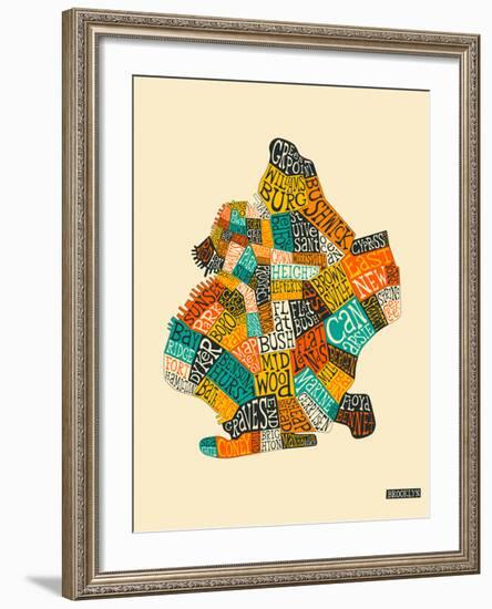 Brooklyn Neighbourhoods-Jazzberry Blue-Framed Art Print