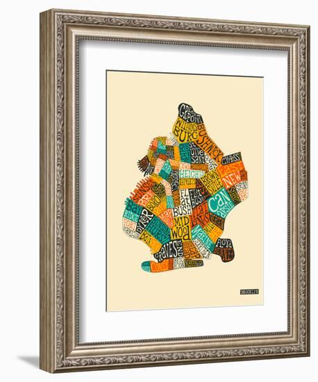 Brooklyn Neighbourhoods-Jazzberry Blue-Framed Art Print