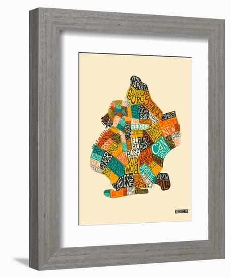 Brooklyn Neighbourhoods-Jazzberry Blue-Framed Art Print