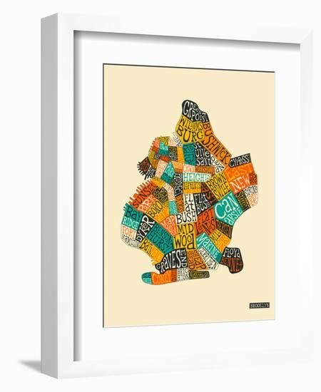 Brooklyn Neighbourhoods-Jazzberry Blue-Framed Art Print