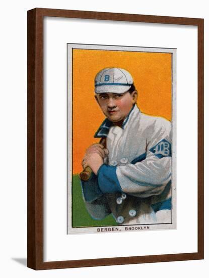 Brooklyn, NY, Brooklyn Dodgers, Bill Bergen, Baseball Card-Lantern Press-Framed Art Print